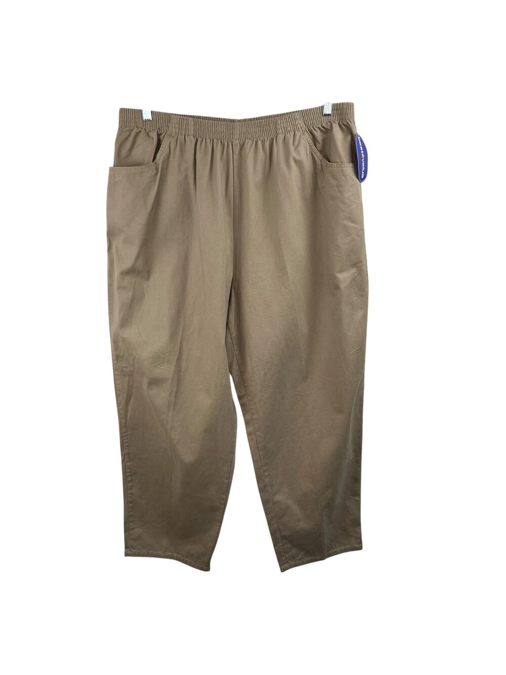 Cascade Blues Khaki Pull On Pants 24W Short Deadstock 90s Vintage High Rise Plus